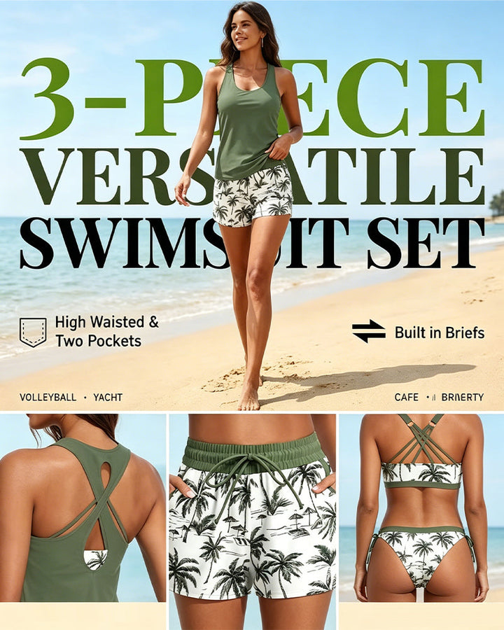 Maren | Three-Piece Tankini Bikini &amp; Cover-Up Set