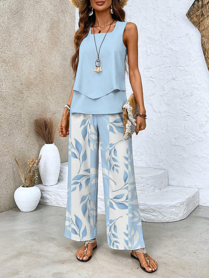 Averie | Layered Top &amp; Wide-Leg Trousers Set