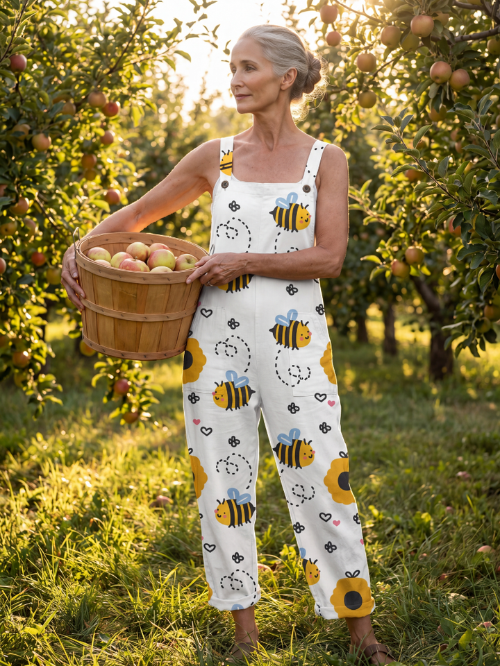 Maris | Bee &amp; Floral Print Wide-Leg Jumpsuit in White
