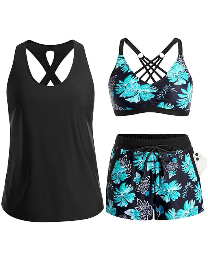 MAREN | Three-piece tankini bikini set with cover-up
