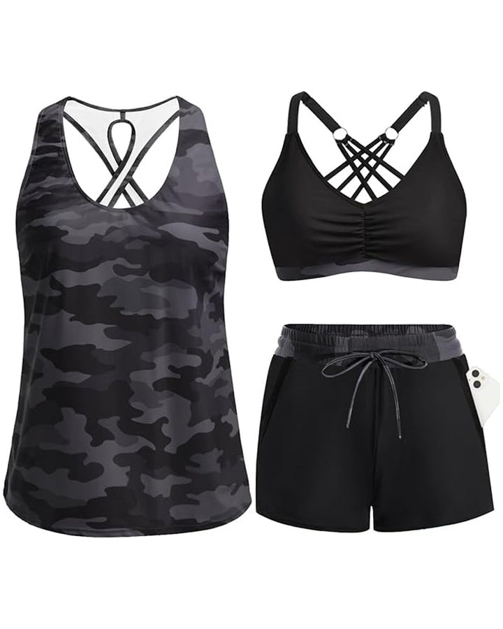 Maren | Three-Piece Tankini Bikini &amp; Cover-Up Set