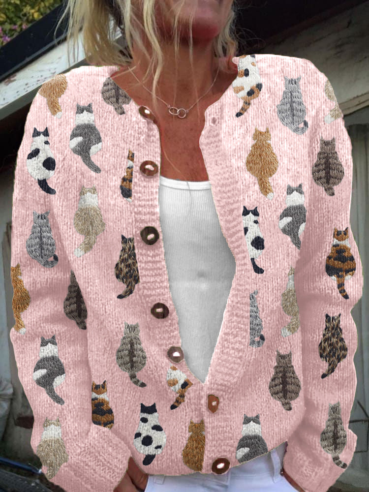 MOXLEY® | The Feline Motif Knit Cardigan