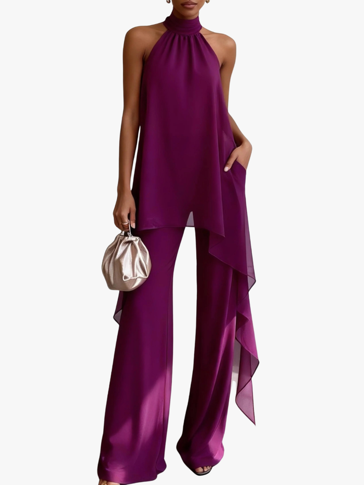 Vivienne | Asymmetric Halter Top &amp; Wide-Leg Trouser Set
