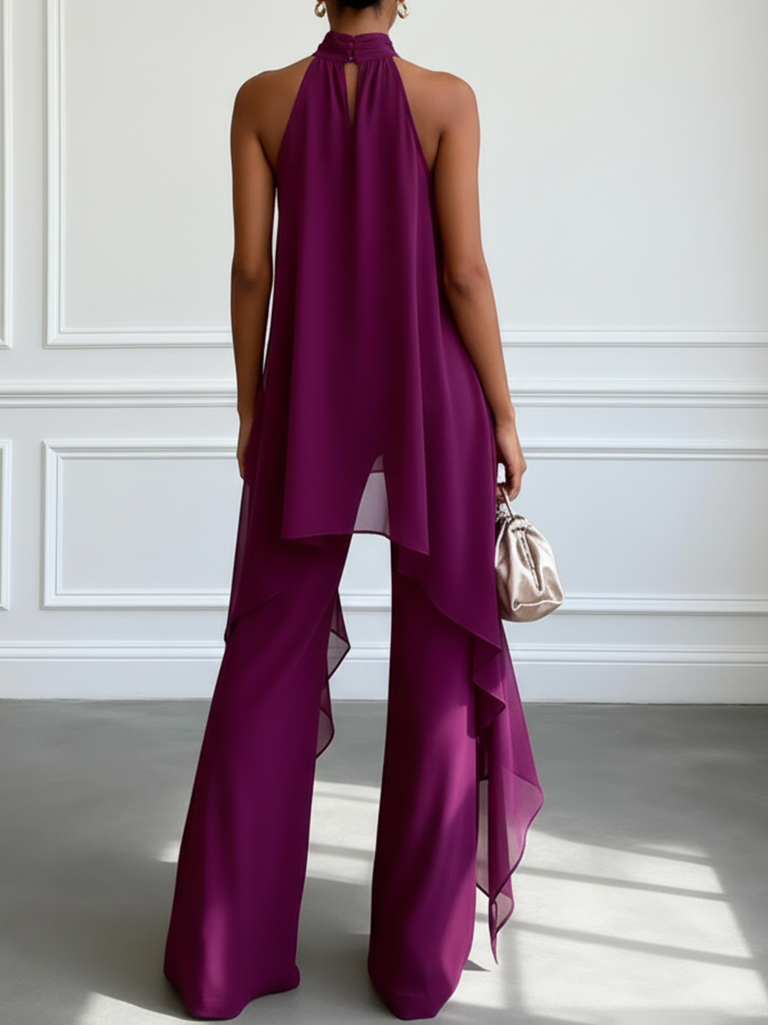 Vivienne | Asymmetric Halter Top &amp; Wide-Leg Trouser Set