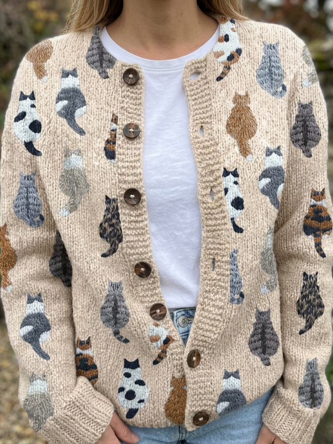 MOXLEY® | The Feline Motif Knit Cardigan