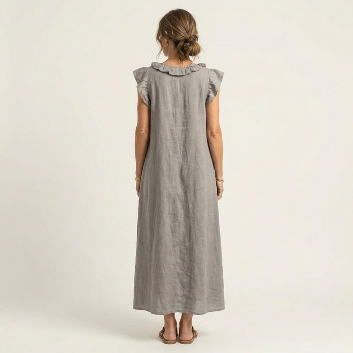 JOSETTE | Elegant Ruffle V-Neck Maxi Dress