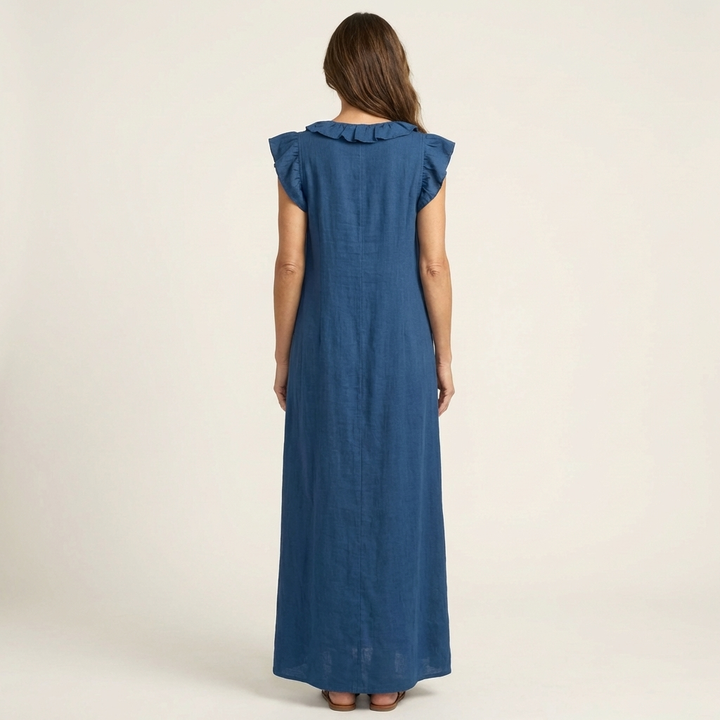 JOSETTE | Elegant Ruffle V-Neck Maxi Dress