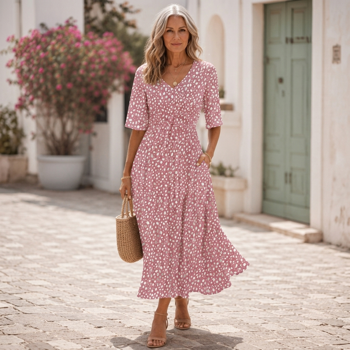 FRANCESCA | Elegant Midi Dress with Tummy Concealing Design