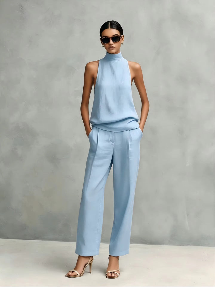 FEDERICA | Elegant Linen Two-Piece Set with Round Neck