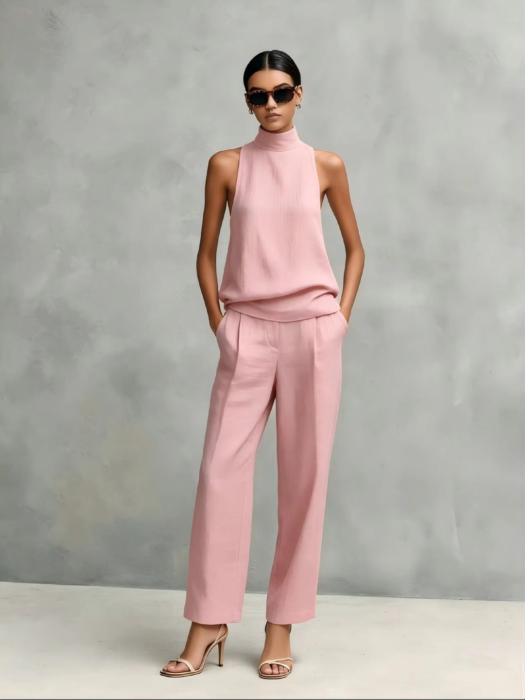 FEDERICA | Elegant Linen Two-Piece Set with Round Neck