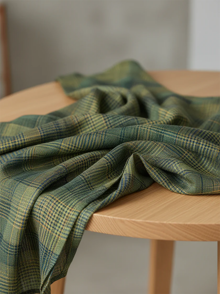 Iris | Cowl Neck Top &amp; Plaid Wide-Leg Trousers Set