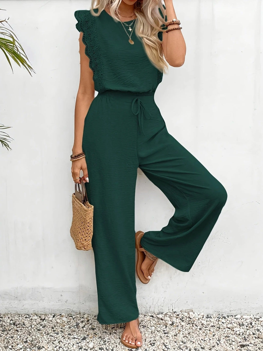 Lola | Lace Trim Top &amp; Wide-Leg Trouser Set