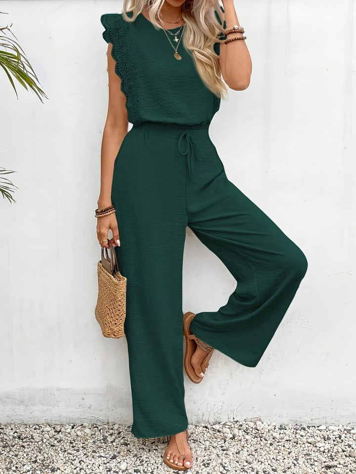 Lola | Lace Trim Top &amp; Wide-Leg Trouser Set